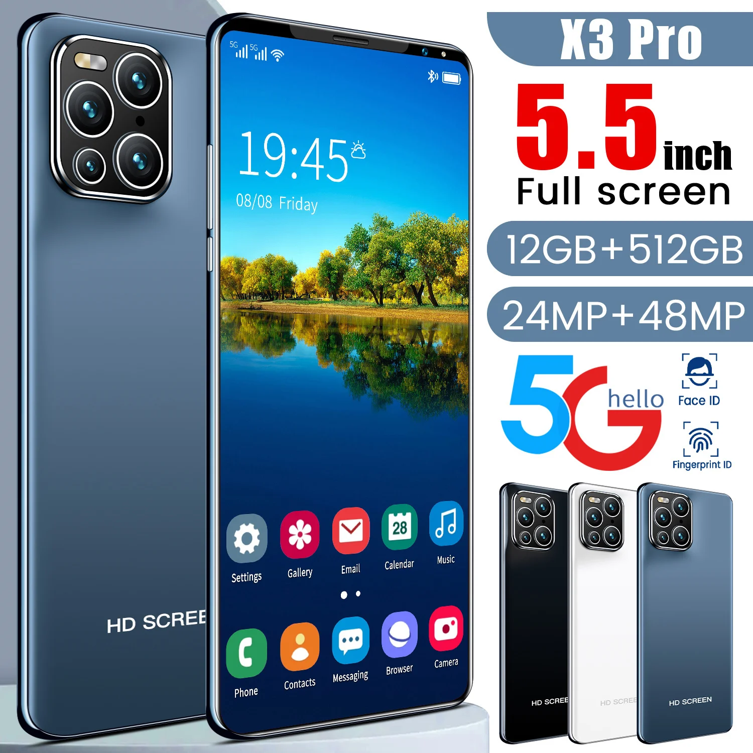 

Global Version X3 Pro 5G 12GB 512GB 10 Core 24MP+48MP Carema Cell phone 5600mAh Battery Daul SIM Mobile Phones Smartphone