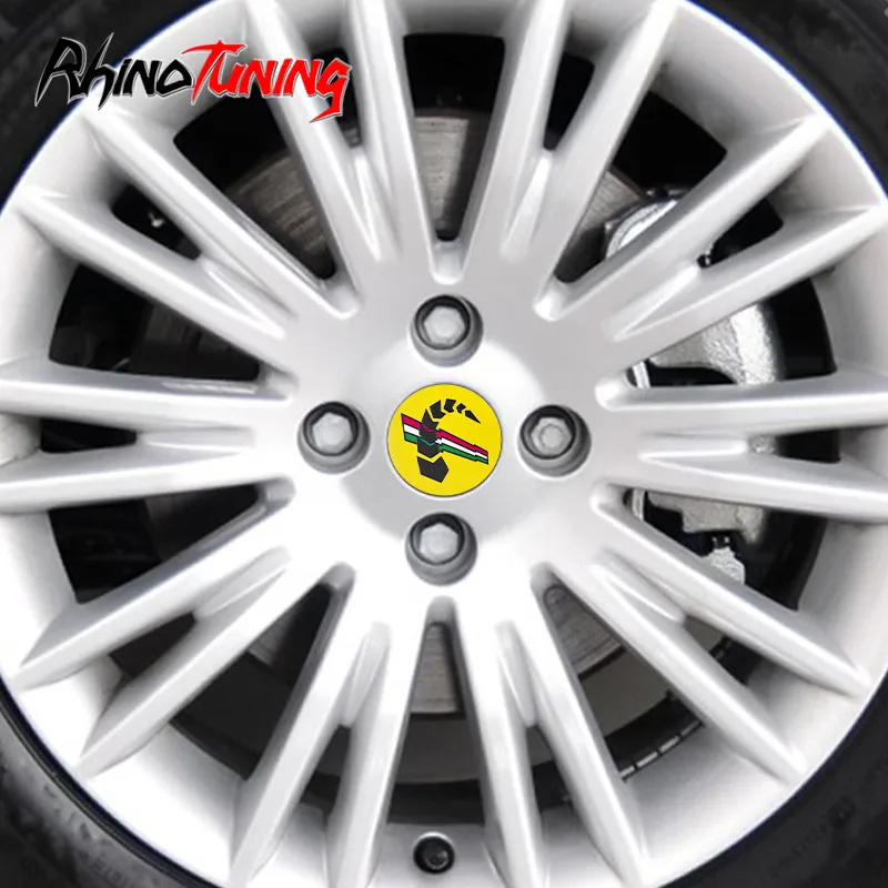 4 шт. Колесо ступицы крышка центра 48 мм для Fiat Abarth желтый скорпион Эмблема Крышка для обода Zagato 750 OT2000 Coupe Авто Стайлинг