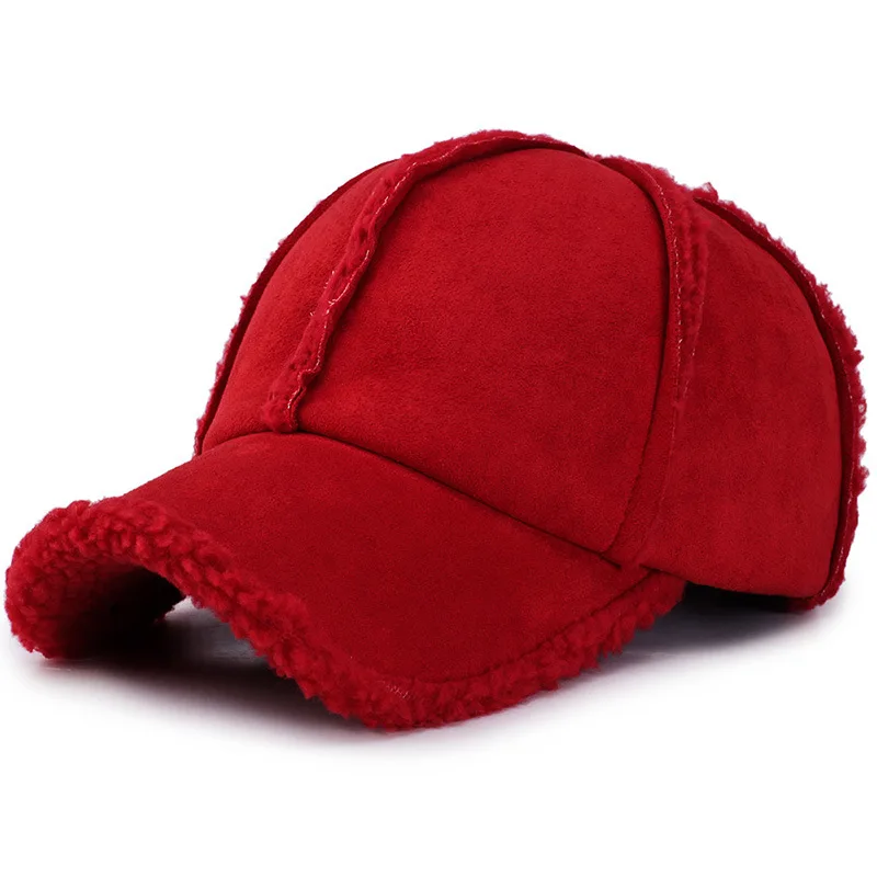 [NORTHWOOD] Женская мода Бейсболка Зимняя Шапка Snapback Теплые Шапки Папы Casquette Femme Установленный Размер Кепки 56-60 см - Цвет: Красный