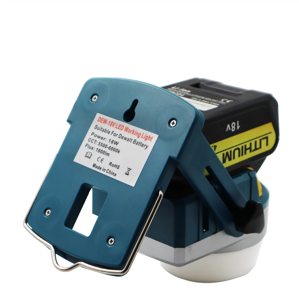 저렴한 18W 1600LM 18V LED 램프 작업 램프 DeWalt Dcb200 (배터리 없음, 충전기 없음) 리튬 배터리 야외 도구 작업 조명