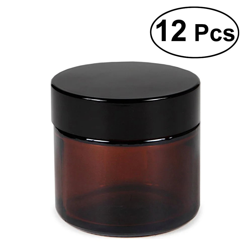 

12Pcs 30g Empty Refillable Brown Glass Cosmetic Face Cream Lip Balm Storage Jars Bottle Container Pot with Liners and Screw