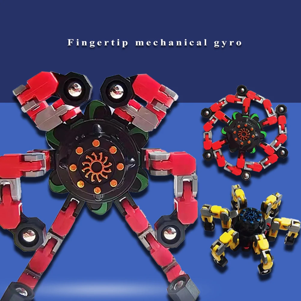 Diy Deformable Stress Relief Toy Fingertip Spin Top Fidget Turnable Creative Spin-ner Mechanical Chain Gyroscope Robot | Игрушки и хобби