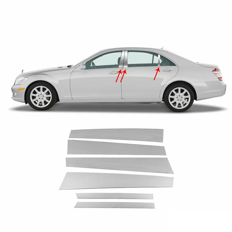 

6 шт окна автомобиля B столб отделка для Mercedes S-Class W221 2007-2013