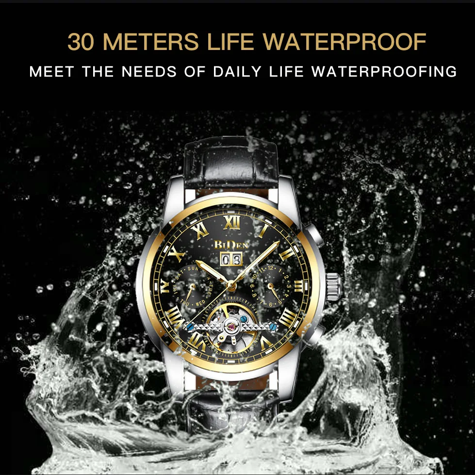 

BIDEN Casual Automatic Mechanical Mens Watches Top Brand Luxury Military Wrist Watch Men Date Clock Fashion Business Wristwatch