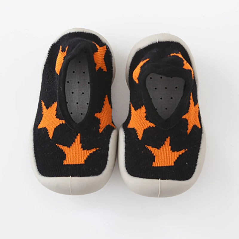 Orange Stars Kalupao новорожденных мальчиков и девочек обувь для малышей Мягкая Детская подошва противоскользящая детская обувь - Цвет: Orange Stars