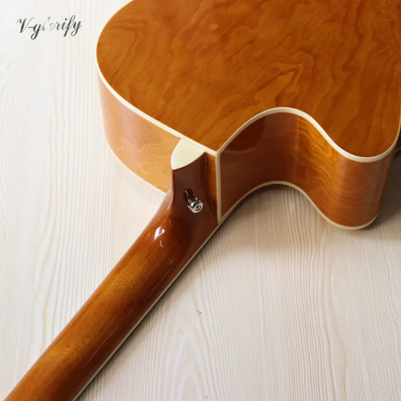 ahorn blatt griffbrett 40 zoll elektrische akustische gitarre cutaway design 6 string ashwood folk gitarre mit zelluloid bindung free global shipping