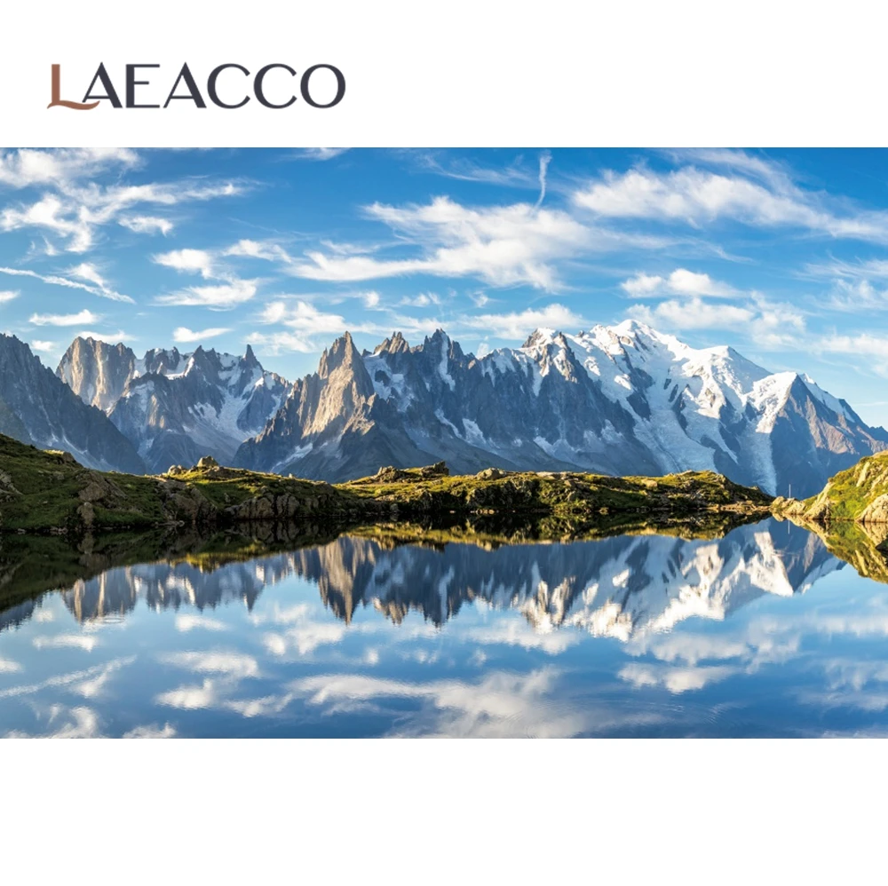 Laeacco горы зеленый лес Луг дом облачный Живописный фон для фотосъемки на заказ