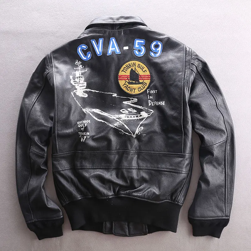 

2021 Men's Genuine Leather Bomber Jackets Cowhide Skull Patches Jackets Real Leather Pilot Coat for Male