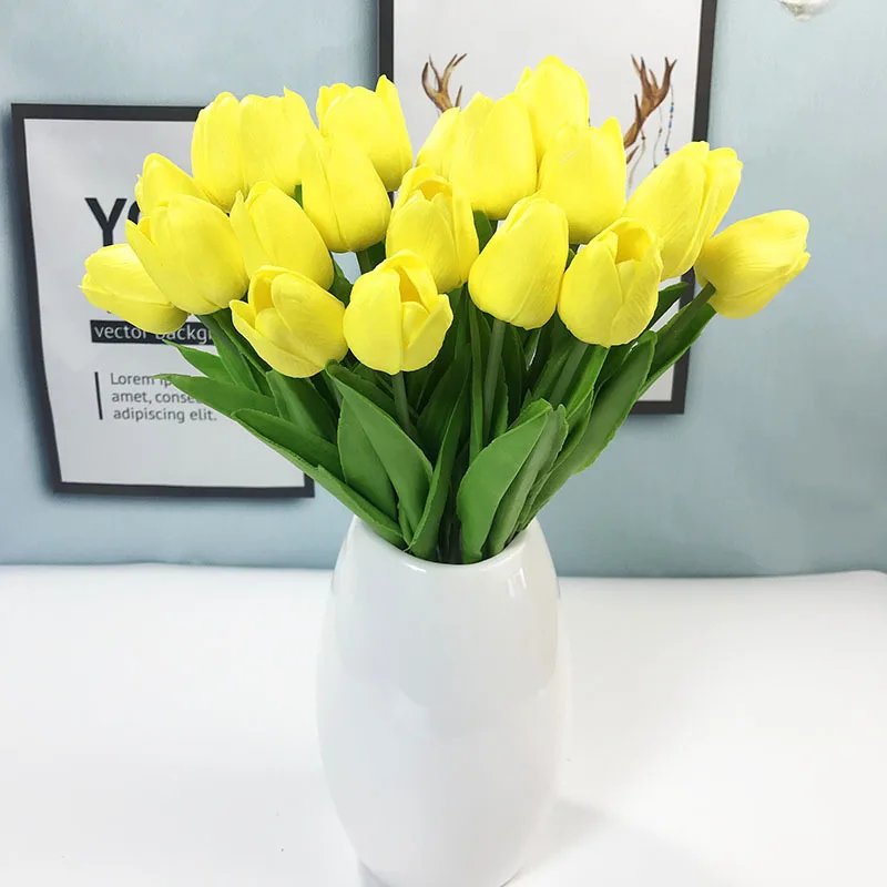 

10Pcs Beauty Real Touch Flowers Latex Tulips Flower Artificial Bouquet Fake Flower Bridal Bouquet Decorate Flowers For Wedding