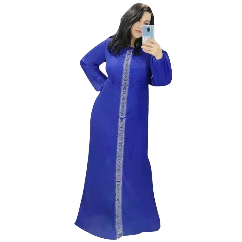 

Blue Elegant Maxi Dress Womens Casual Solid Long Lantern Sleeve Party Dresses Autumn Winter Clothing Femme Robe