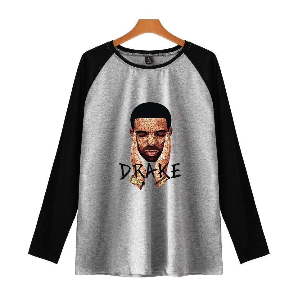 Футболка с длинными рукавами надписью Drake мужские топы принтом звезды круглым