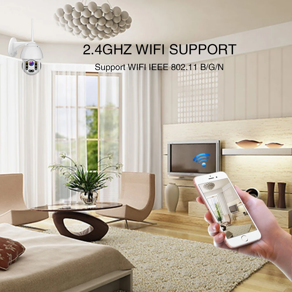 Скоростная купольная IP-камера видеонаблюдения 5 МП Wi-Fi двусторонняя аудиосвязь