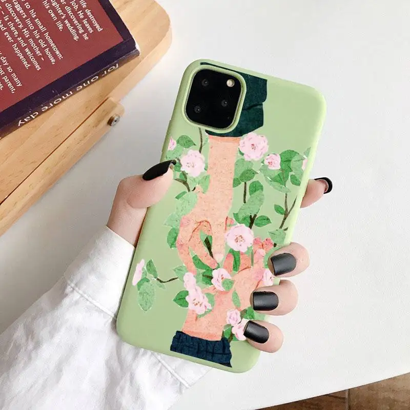 

Fashion hand Hold hands love beautiful Phone Case Candy Color for iPhone 6 7 8 11 12 s mini pro X XS XR MAX Plus