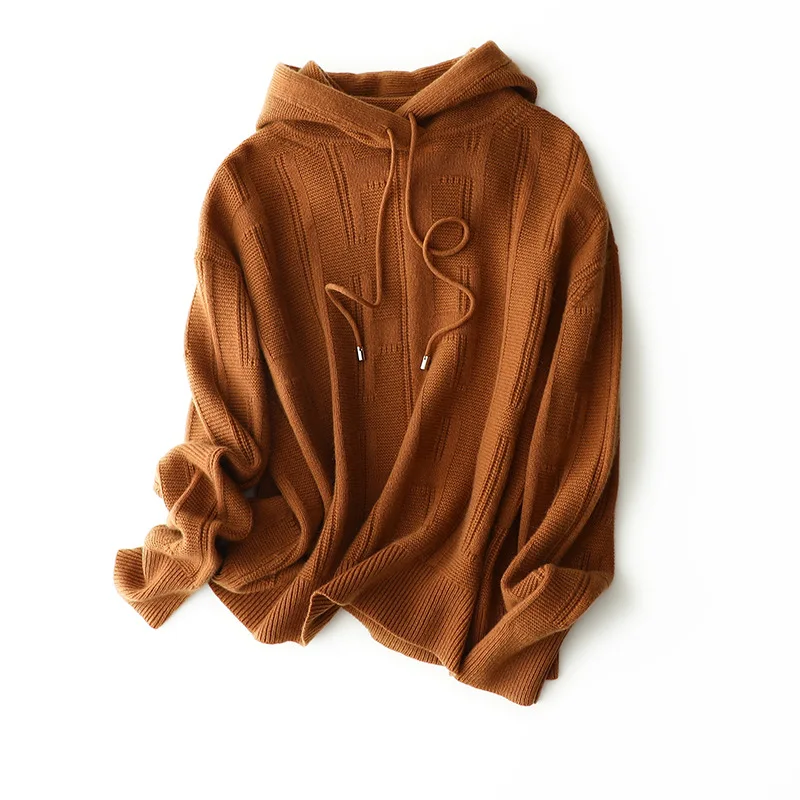 

Shuchan Hood Women Sweater 70%Wool 30%Cashmere Casual Solid Women Winter Sweater Clothes 2021 Fashion Ladies Clothes