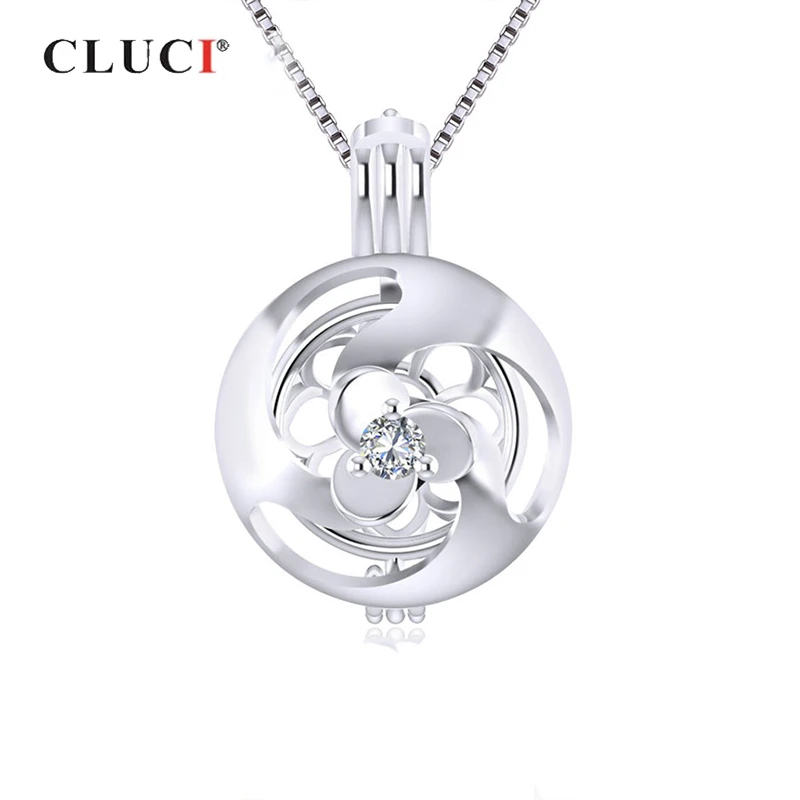 Кулон CLUCI из серебра 925 пробы в виде клетки циркона для женщин кулон форме цветка