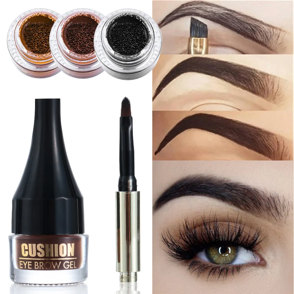 Профессиональная подушка для бровей 4 цвета крем татуировка коричневый