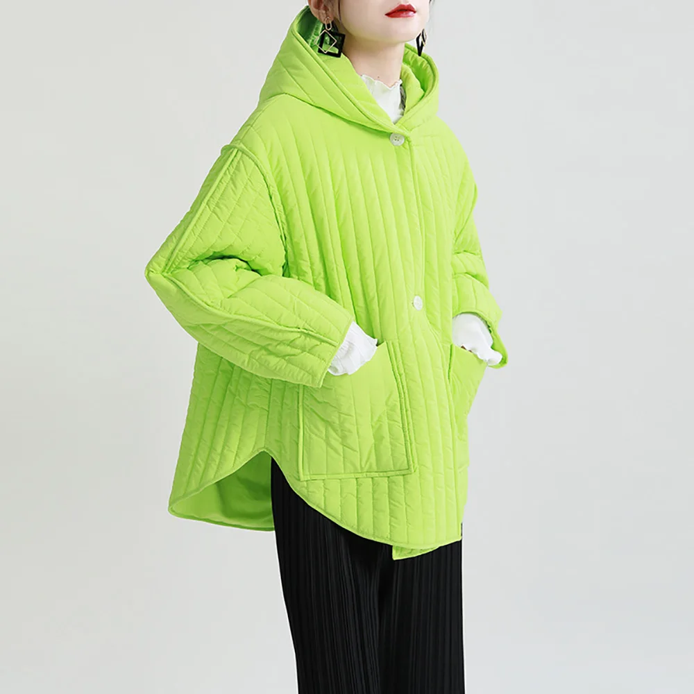WQJGR Coats Woman Winter 2021 Cotton Thick Long Sleeve Hat Parkas Female Fashion Women's Clothing Warm Japan Style