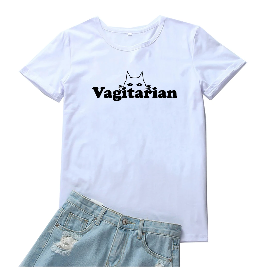 

Женская модная футболка с рисунком вагарита, женские футболки с буквенным принтом кошки, простые женские повседневные футболки с круглым вырезом для женщин