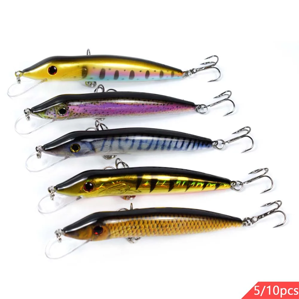 

13G Hard JerkBait 5PCS 125MM NO.6 Treble Hooks Artificial Bait Minnow Floating Wobbler Fishing Lures For Colossoma Brach Catfish