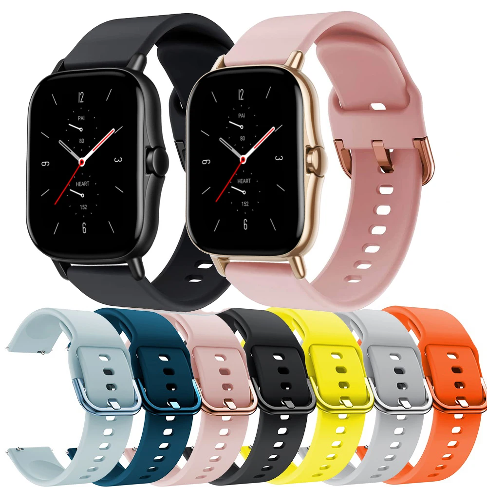 

20mm/22mm Silicone band For Amazfit GTS/2/2e/GTS2 Mini/GTR 42mm/47mm/GTR2/2e/stratos 2/3 Sport Watch Bracelet Amazfit bip strap