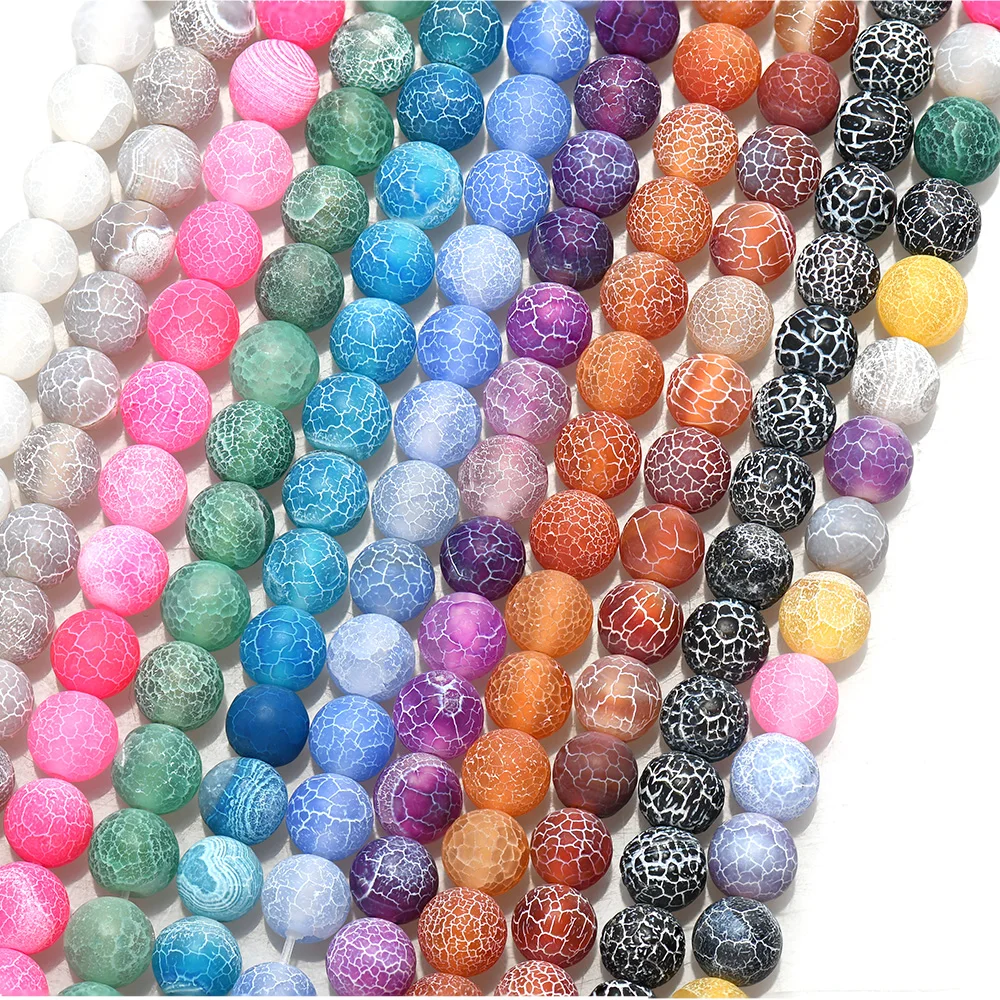 4 6 8 10 12mm Natural Stone Beads Frosted Weathered Agate Loose Round Gemstone Bead For Jewelry Making | Украшения и аксессуары