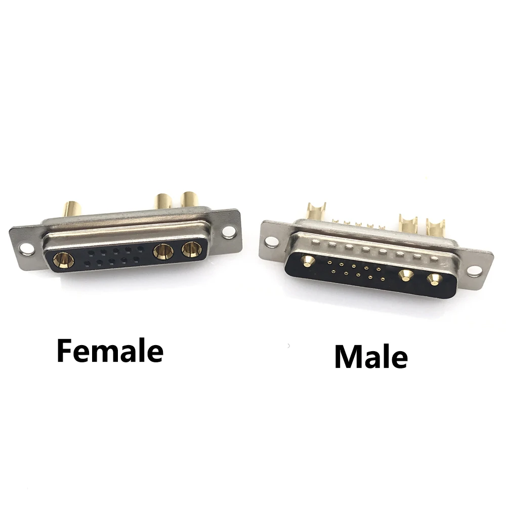 

1PCS 13W3 30A Gold plated MALE FEMALE high current CONNECTOR D-SUB adapter solder type 10+3 plug jack high power 13 Position