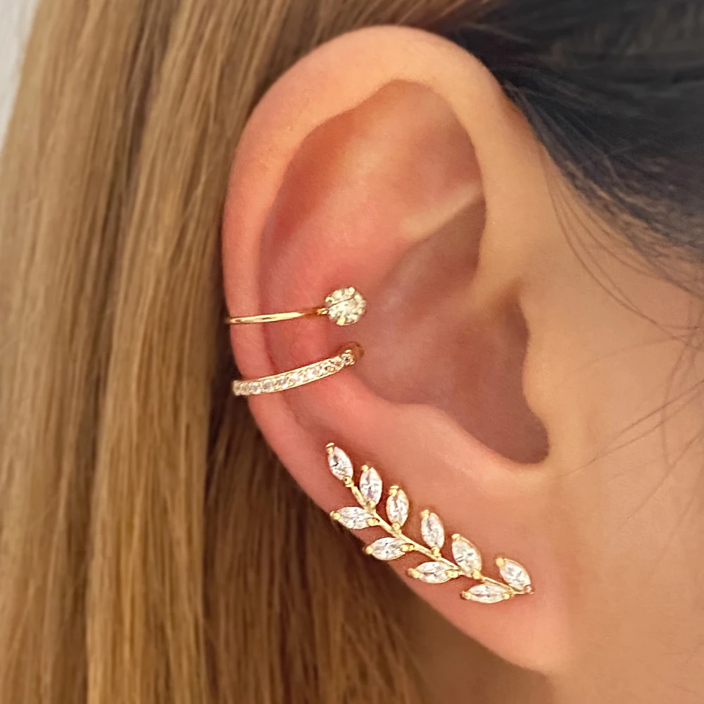 

IFMIA Bohemian NO Piercing Crystal Rhinestone Ear Cuff Wrap Stud Clip Earrings For Women Girl Trendy Earrings Jewelry Bijoux