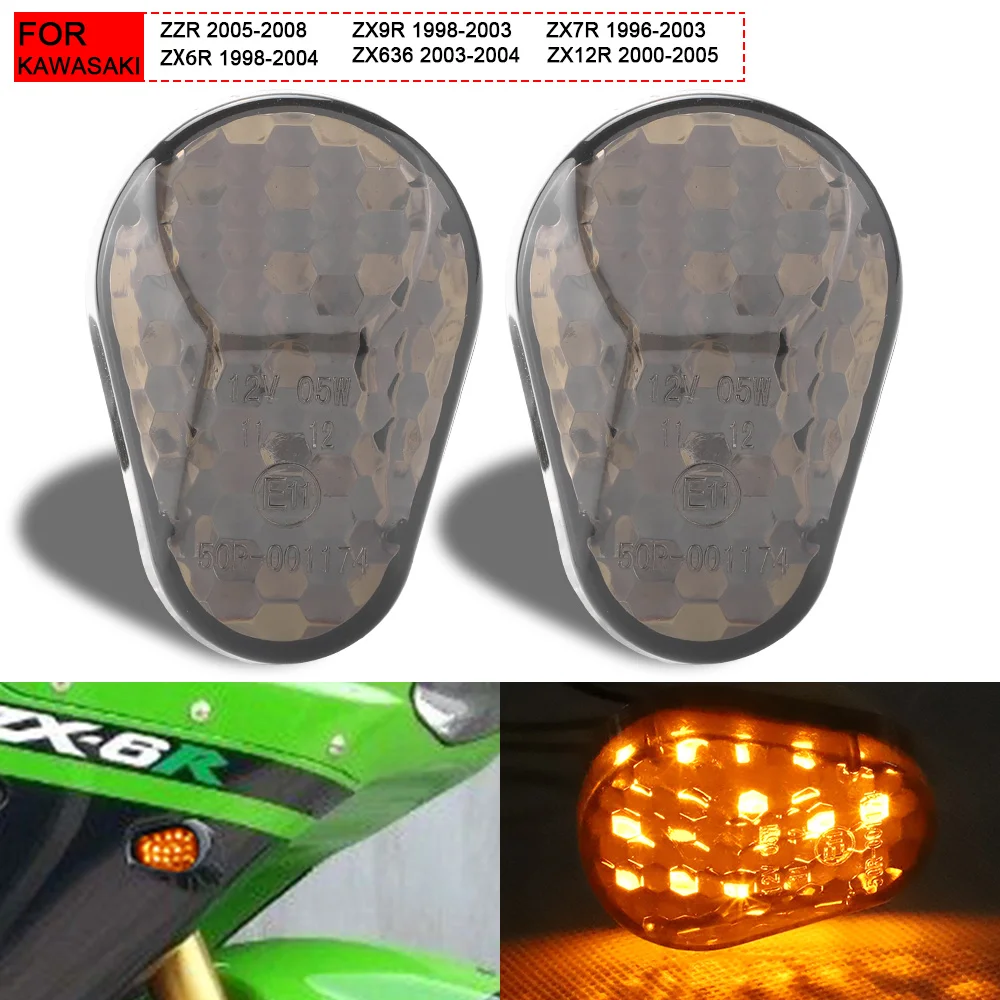 

Motorcycle Turn Signals LED Light Smoke Blinker Flashing Indicator Signals lamp FOR Kawasaki ZZR600 2005-2008 ZX12R 2000-2005