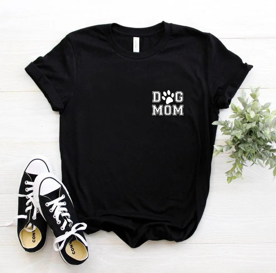 

Women T Shirt Dog Mom Pocket Print Tshirt Women Short Sleeve O Neck Loose T-shirt Ladies Summer Causal Tee Shirt Clothes Tops