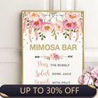 MIMOSA BAR вывеска с принтом розовый цветочный Бохо декор для свадебной вечеринки акварель Ловец снов деревенские цветы холст картина