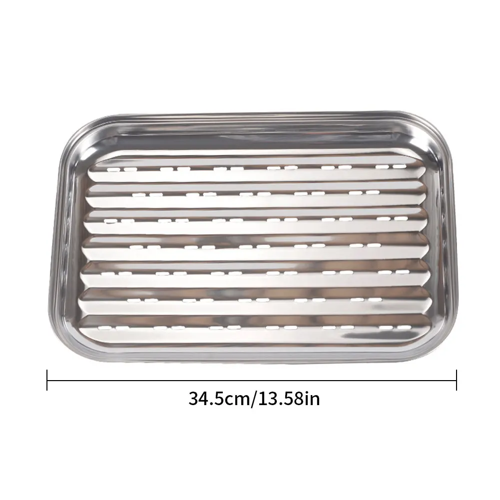

Non-Stick Baking Tray Stainless Steel Rectangle Barbecue Plate Vegetable Cooker Grill Mesh Kitchen Cooking Tool BBQ Tray