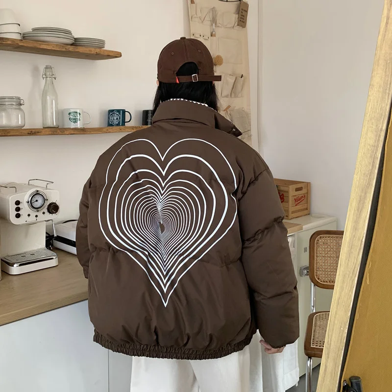 Casual Oversize Winter Down Jacket Women Stand Collar Thick Teen Gril Female White Duck Down Coat Loose Letters Print Warm Parka