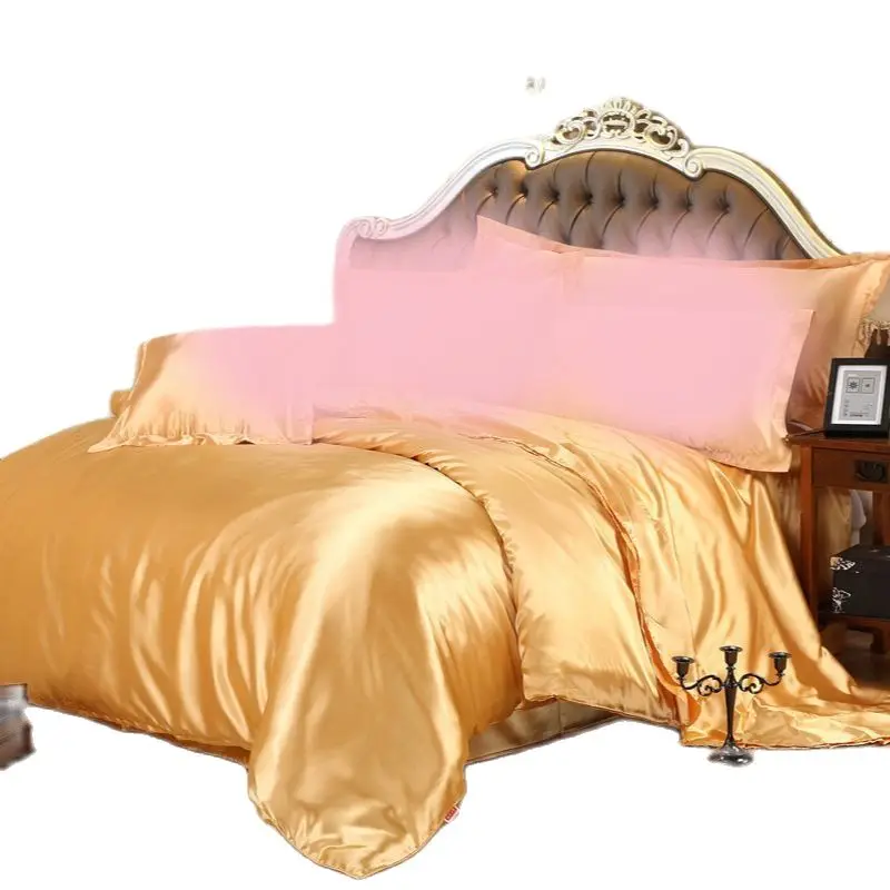1 шт. цвета: золотистый пододеяльник 100% подражали шелковое одеяло/Стёганое одеяло