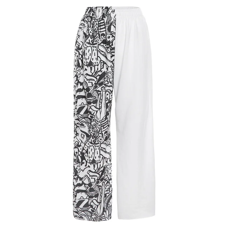 

High Waist Looese Casual Pants Streetwear Women Summer 2021 Wide Leg Flare Pants Sporty Printed Harem Pants Outfits Trousers