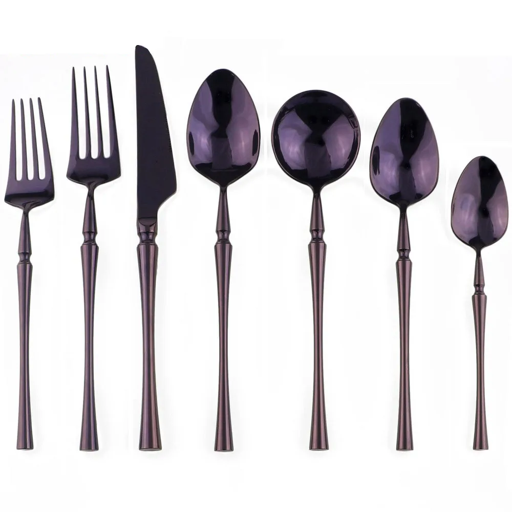 Фиолетовая высококачественная металлическая столовая посуда 304 столовые