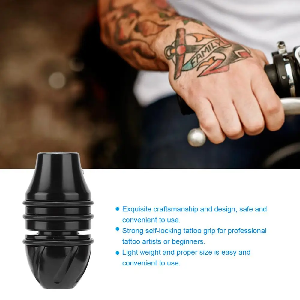 

25MM/1.0Inch Carved Powerful Self-Locking Handle Grip Shockproof Anti-Skid Design For Professional Tattoo Artist Tool Alloy Grip