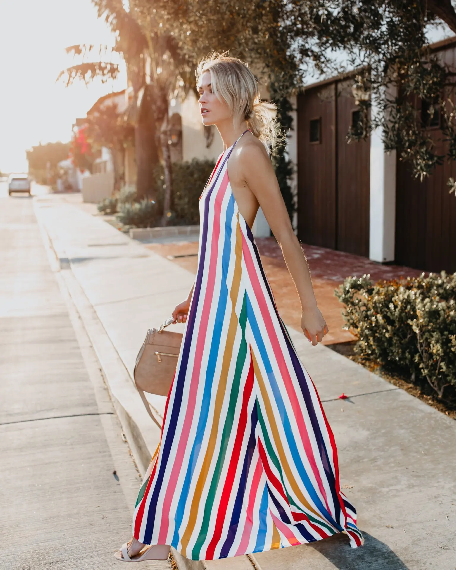 2020 пляжное платье в радужную полоску накидка бикини с открытой спиной туники для