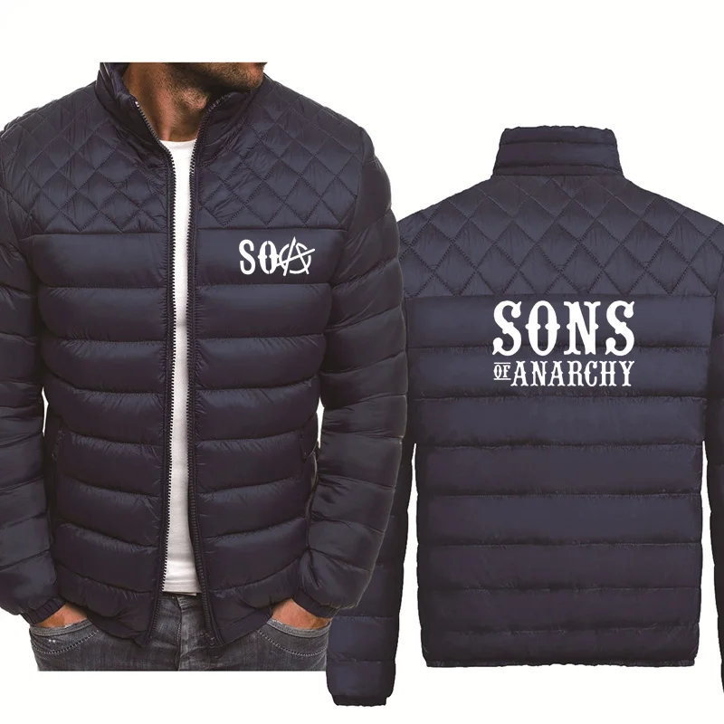 

Spring Autumn Thicken Warm Wool Fleece Men's Jacket SOA Sons of Anarchy the Child SONS Print Casual Cotton Men's Zip Jacket