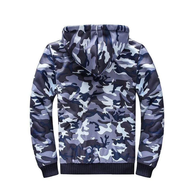 

Men's Jackets Mens Camouflage Hoodie Winter Warm Fleece Zipper Sweater Jacket Outwear Coat Camouflage Hooded Coats Plus Size