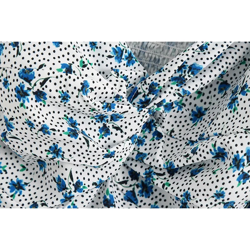 

Klacwaya sexy print short sleeve blouse female Autumn women short crop tops Summer elegant casual blusas girls top