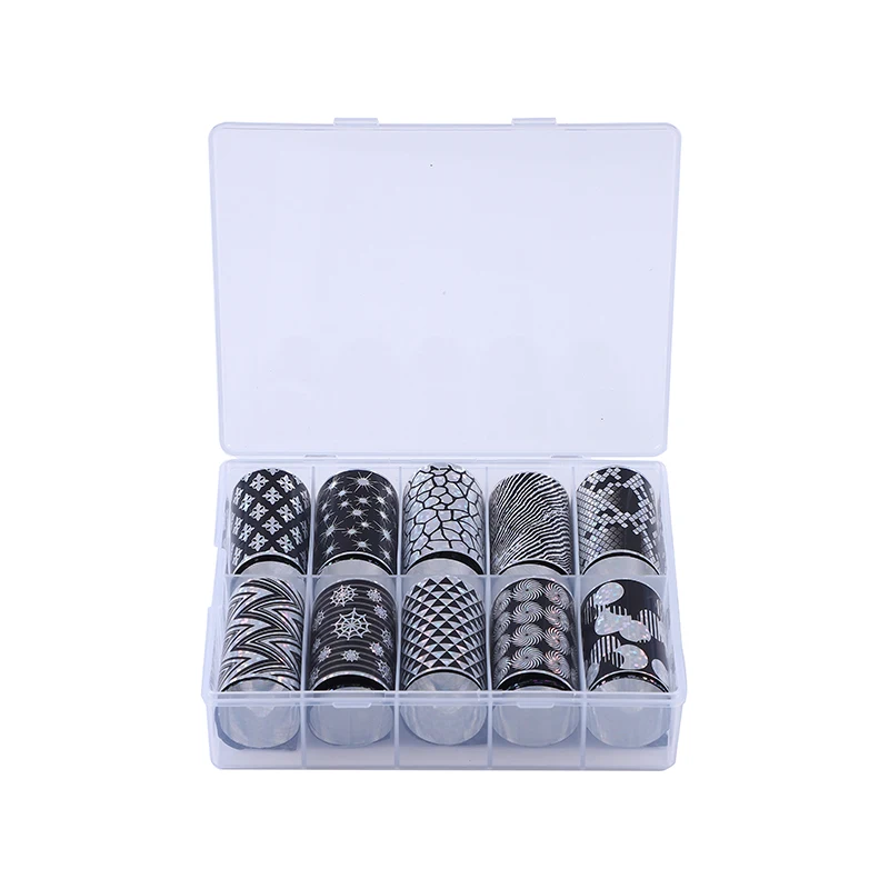 

WH 10 Color/Set Nail Art Transfer Foil Stickers Supplies Metallic Nail Art Decorations Decoration Tool Decals Wrap Slide