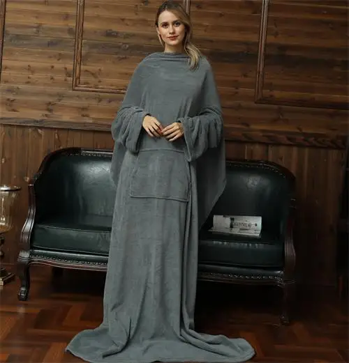 Мягкое теплое удобное плюшевое одеяло с капюшоном для телевизора Флисовое