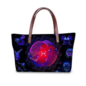 ELVISWORDS Brand Luxury Handbags 12 Constellations Printed Tote Bags For Women Shoulder Bag Fashion Women's Handbag Custom Bolso