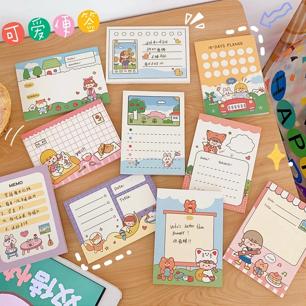 

50 Sheets Korea Cartoon Memo Pad Creative Cute Girl Heart Student Memo Sign This Student Convenience Sticker Ins Tag