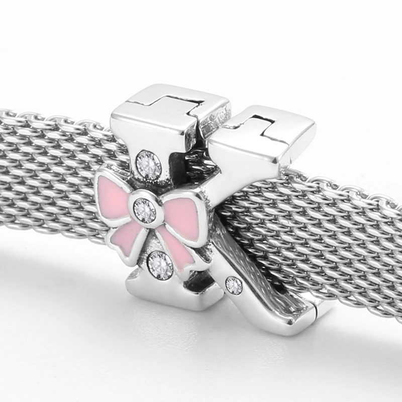 Новинка розовый бант буквы K в форме стерлингового серебра 925 пробы Клипсы из