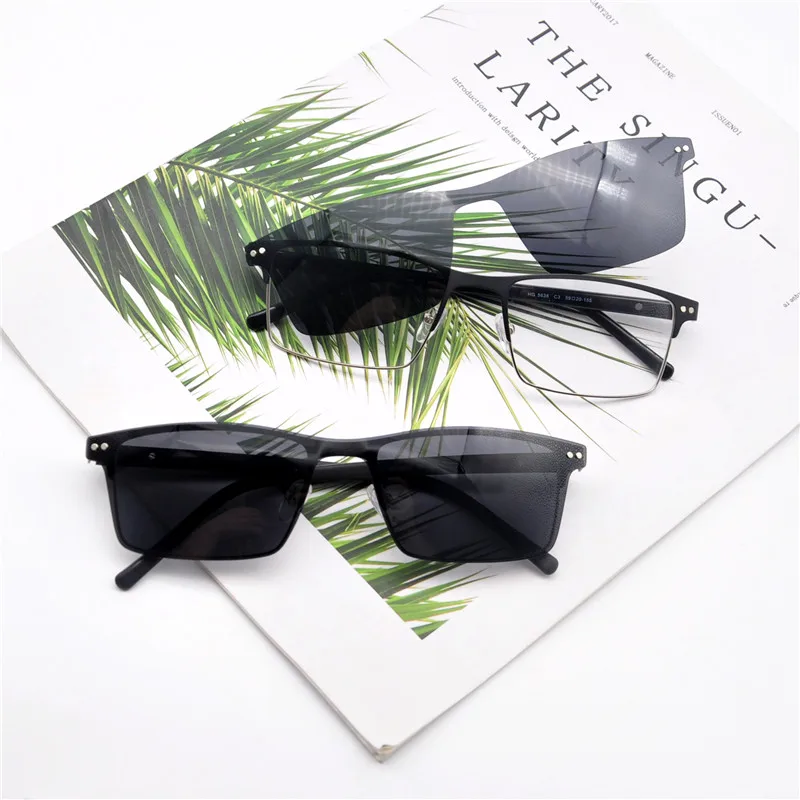 

KANDREA 2021 Square UV400 Magnetic Clip Sunglasses Men Driving Brand Design Eyewear Metal Sun Glasses Male Oversized Eyeglasses