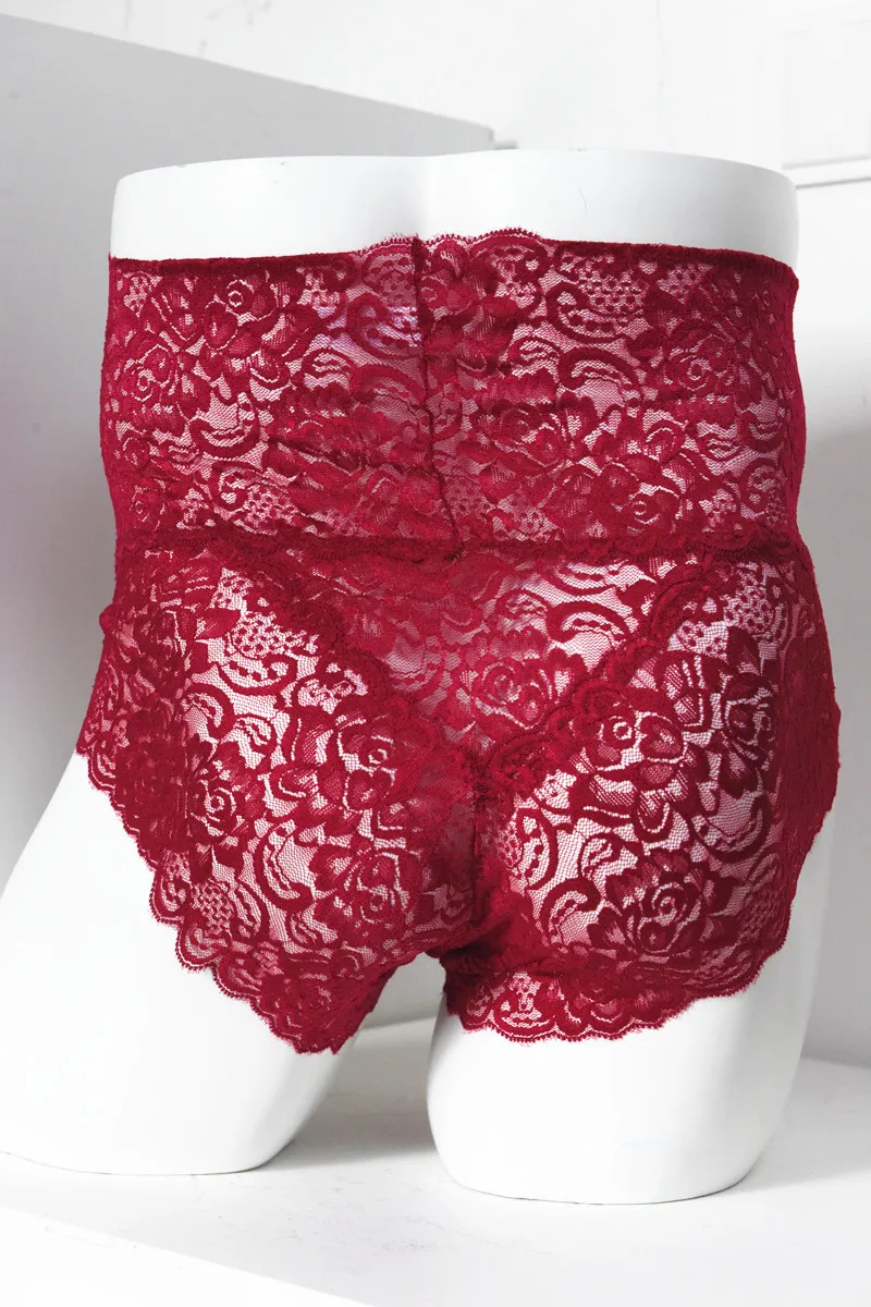 Сексуальные мужские трусы с высокой талией кружевные ультратонкие трусы-футляр