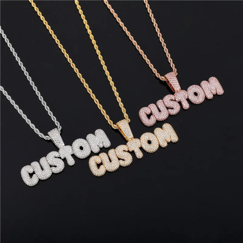 

Hiphop Custom Letters Twist Chain Necklace Jewelry Brass Iced Out Filled Pendant Necklaces Jewelry Chokers