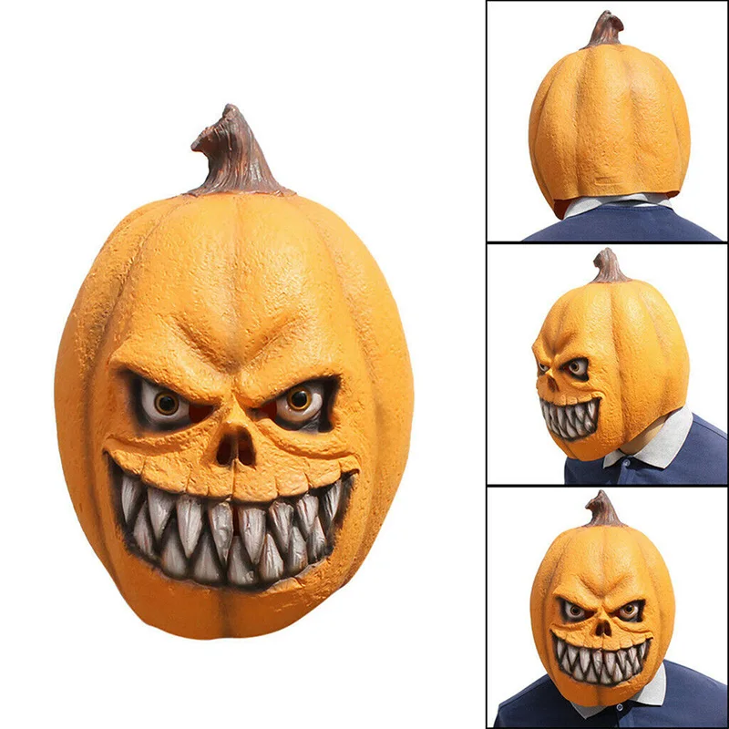 

Hot Selling Scary Pumpkin Mask Dress Up Props Horror Cosplay Latex Realistic for Halloween Party