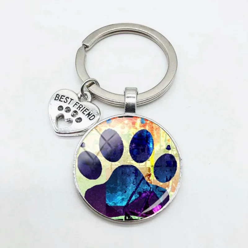 Брелок для ключей с рисунком милого щенка котенка серия узоров 25 мм Круглый Сплав